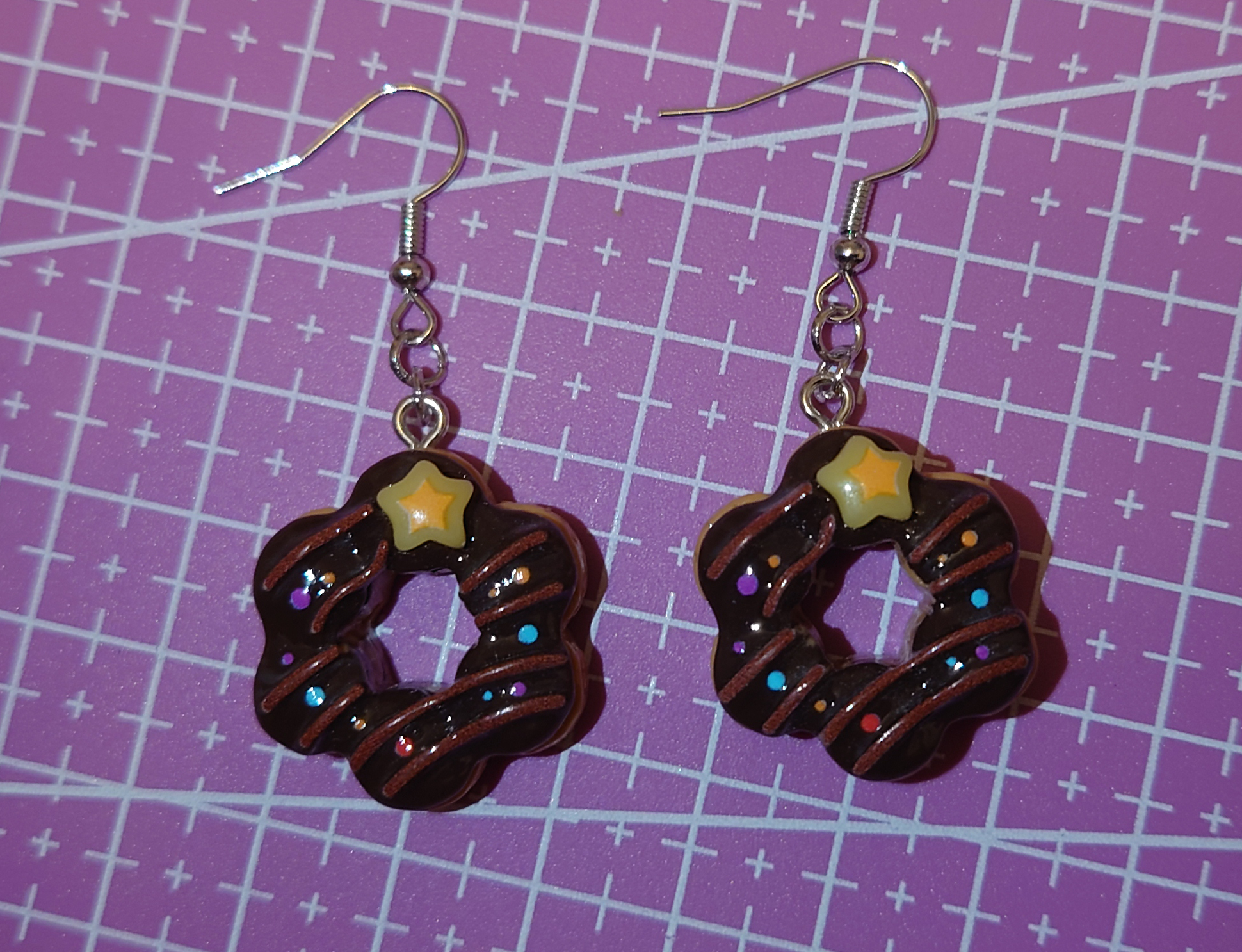 Doughnut earrings - choc/brown photo