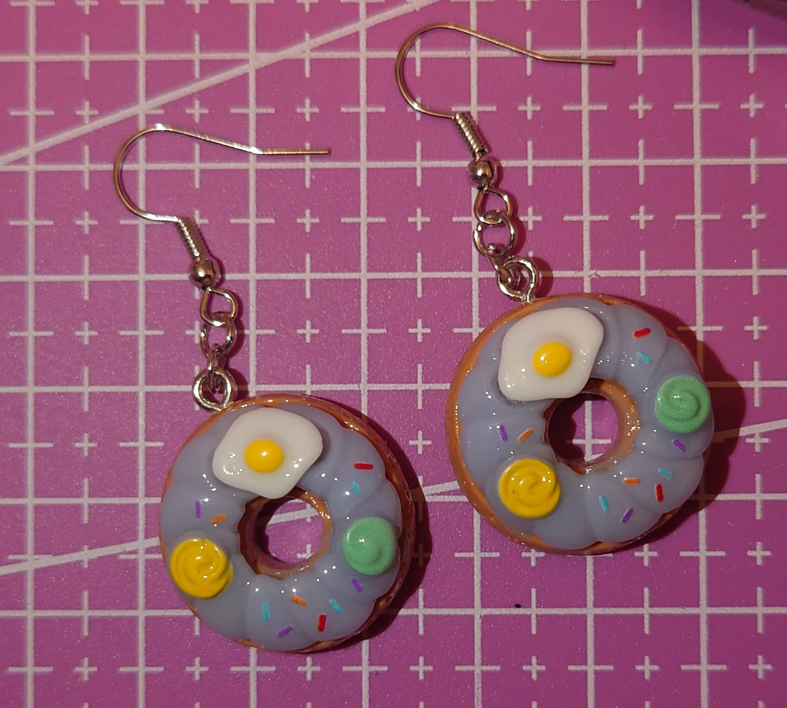 Doughnut earrings - fried egg photo