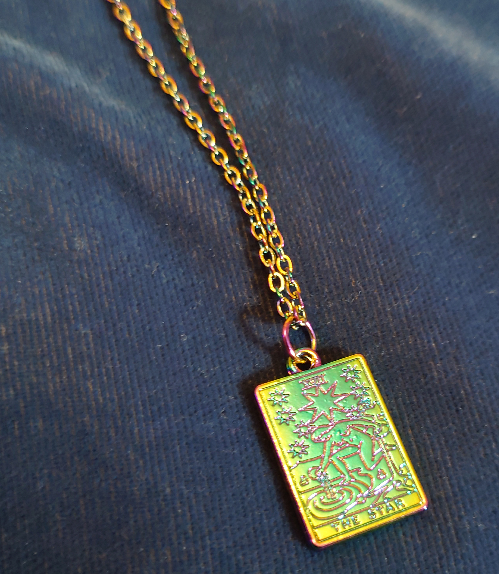 Tarot necklace - The Lovers - gold metal – Tarot necklace - The Star - rainbow metal