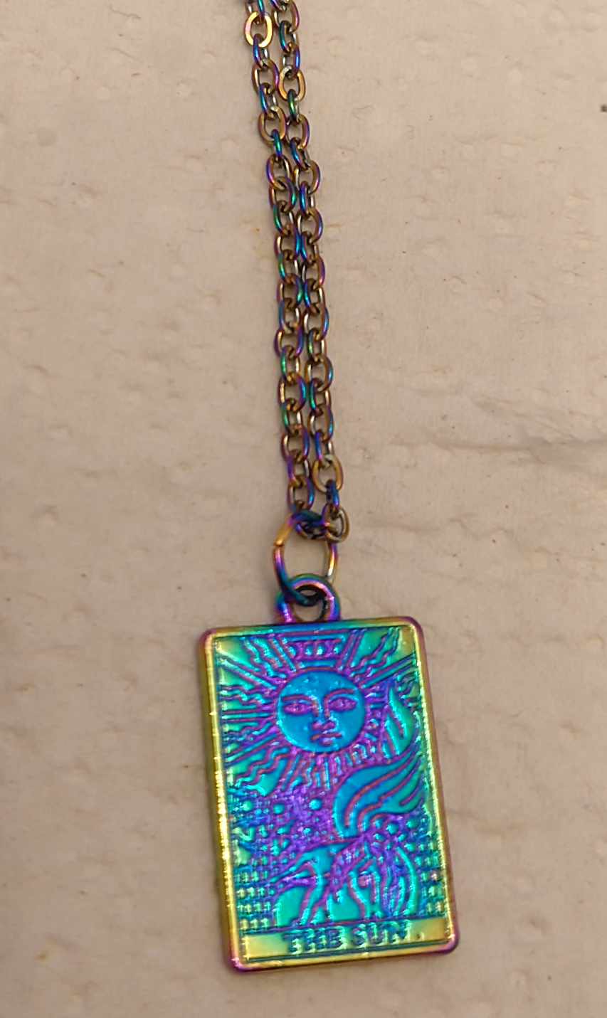 Tarot necklace - The Lovers - gold metal – Tarot necklace - The Sun - rainbow metal