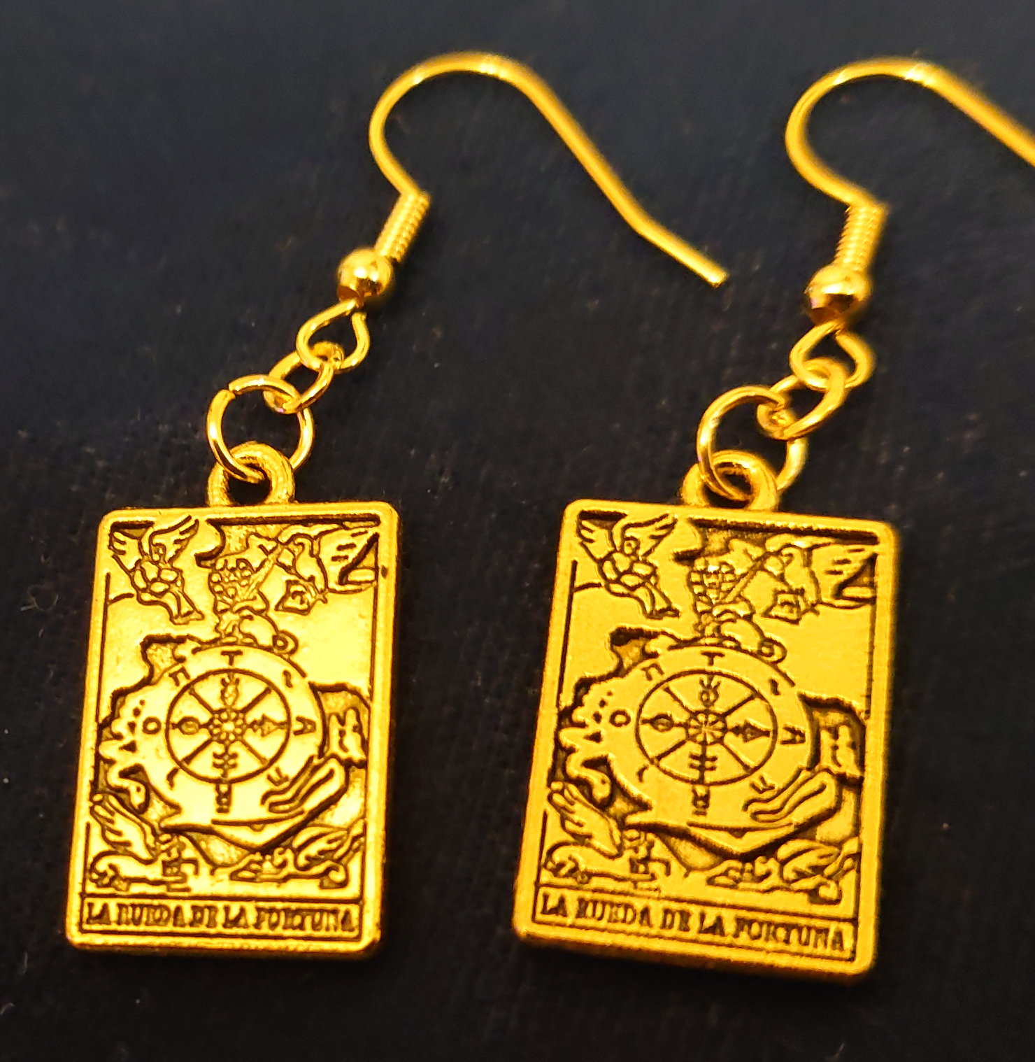 Tarot earrings - The Moon - gold metal · Tarot earrings - Wheel of Fortune - gold metal